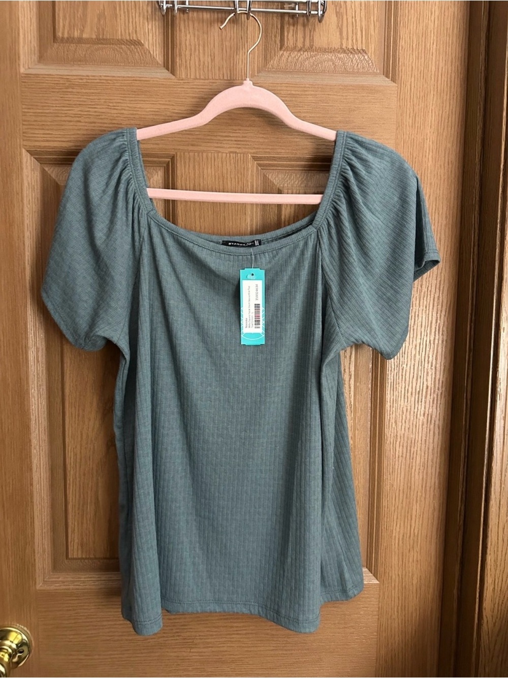 Staccato Sage Green Ribbed Short Sleeve Top